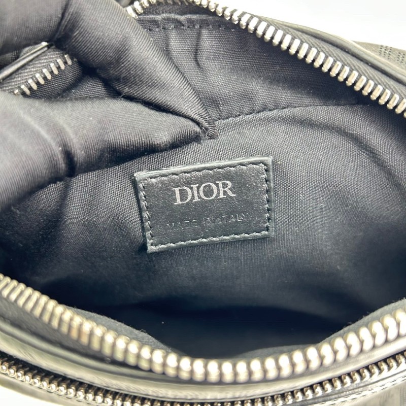 迪奧/Dior Safari  黑色全皮拉鍊相機包單肩斜挎包 五金銀色logo 可手拿也可單肩斜挎 實用百搭-14