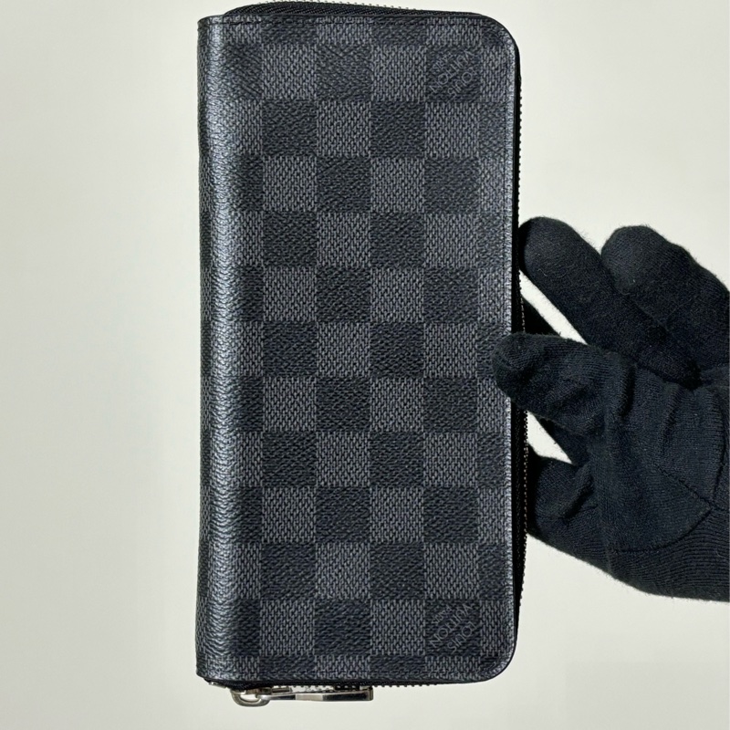 🔥近新美品 LV 路易威登 Louis Vuitton 黑棋盤格拉鏈 14卡長夾-0