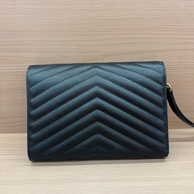 NO:323 YSL 圣罗兰鱼子酱黑金信封包 鏈條可拆卸 可手提可單肩斜挎-1