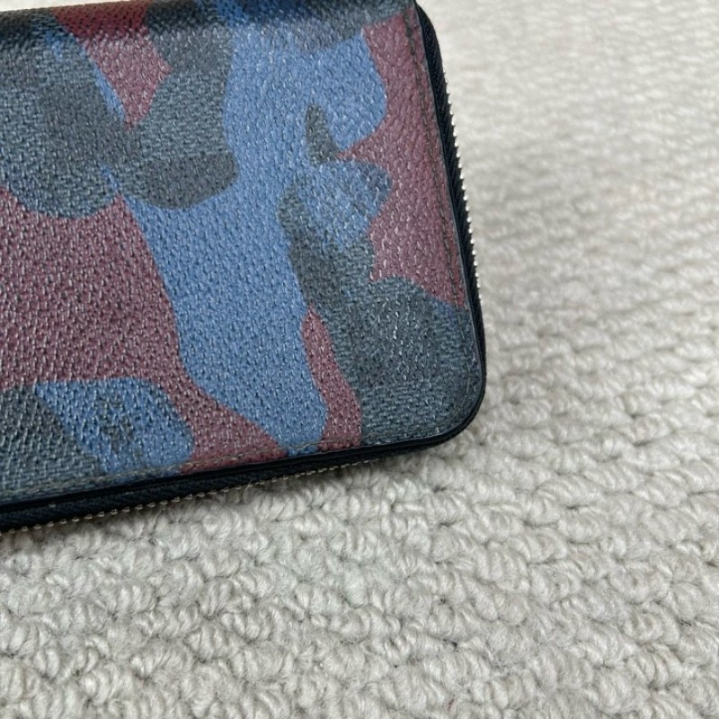 LV路易威登迷彩塗鴉藍色棋盤格拉鏈長款錢包 銀色五金 卡位多 容量實用 日常使用方便-1