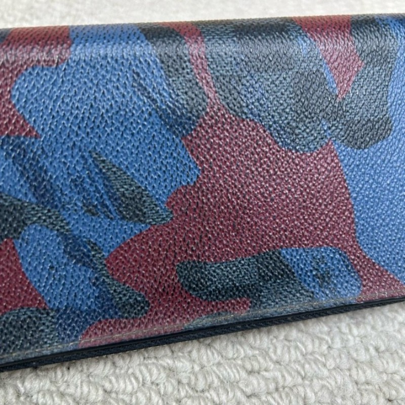 LV路易威登迷彩塗鴉藍色棋盤格拉鏈長款錢包 銀色五金 卡位多 容量實用 日常使用方便-10