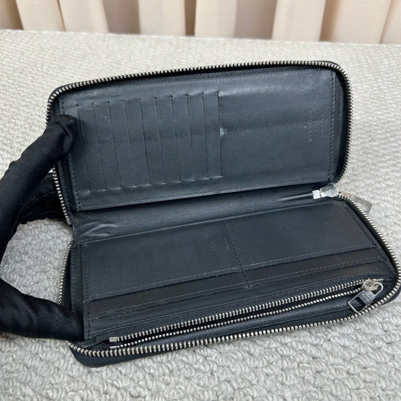 LV路易威登迷彩塗鴉藍色棋盤格拉鏈長款錢包 銀色五金 卡位多 容量實用 日常使用方便-12