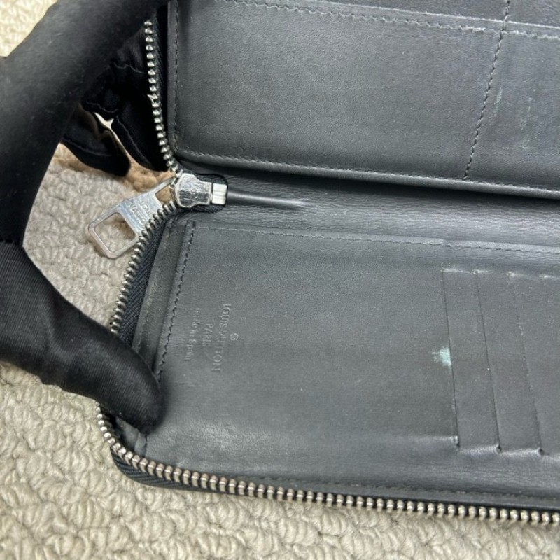 LV路易威登迷彩塗鴉藍色棋盤格拉鏈長款錢包 銀色五金 卡位多 容量實用 日常使用方便-14