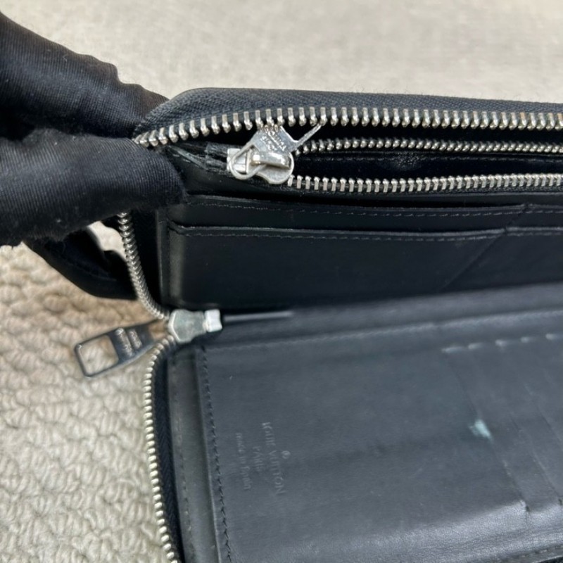 LV路易威登迷彩塗鴉藍色棋盤格拉鏈長款錢包 銀色五金 卡位多 容量實用 日常使用方便-22