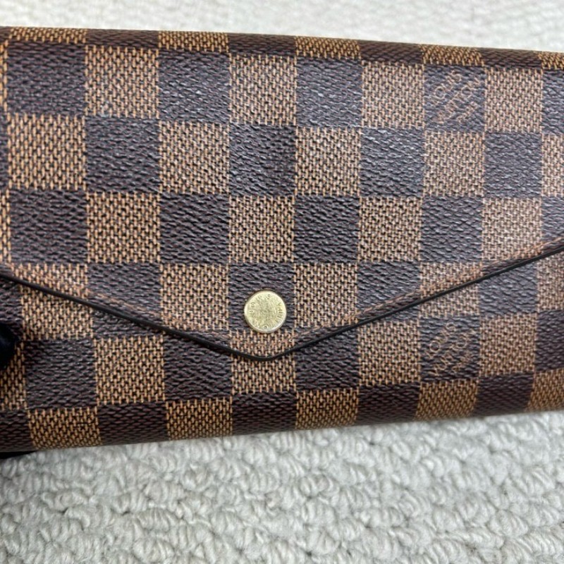 LV路易威登棋盤格長款錢包 棕色棋盤格 金色五金 卡位多 容量實用 日常使用很方便-3