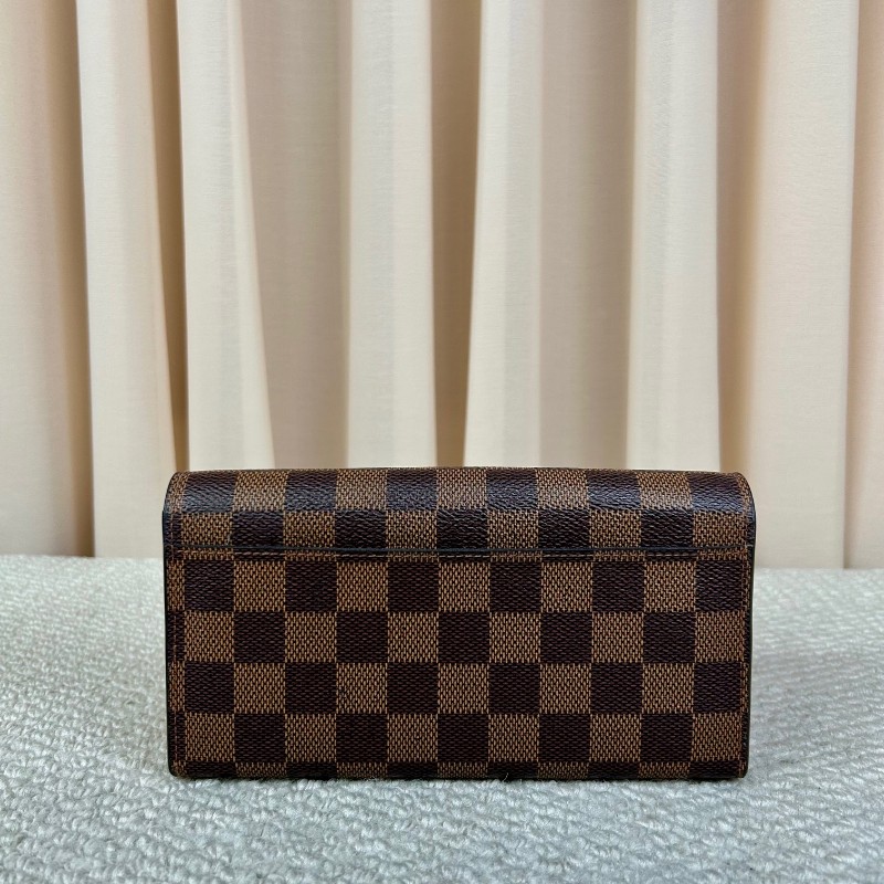 LV路易威登棋盤格長款錢包 棕色棋盤格 金色五金 卡位多 容量實用 日常使用很方便-6