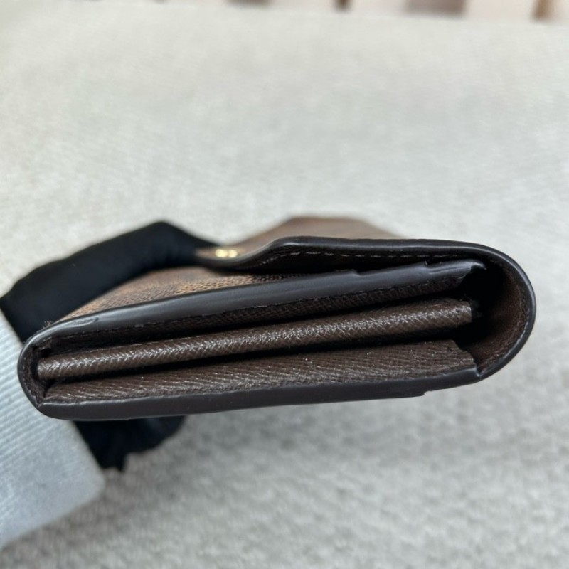 LV路易威登棋盤格長款錢包 棕色棋盤格 金色五金 卡位多 容量實用 日常使用很方便-7