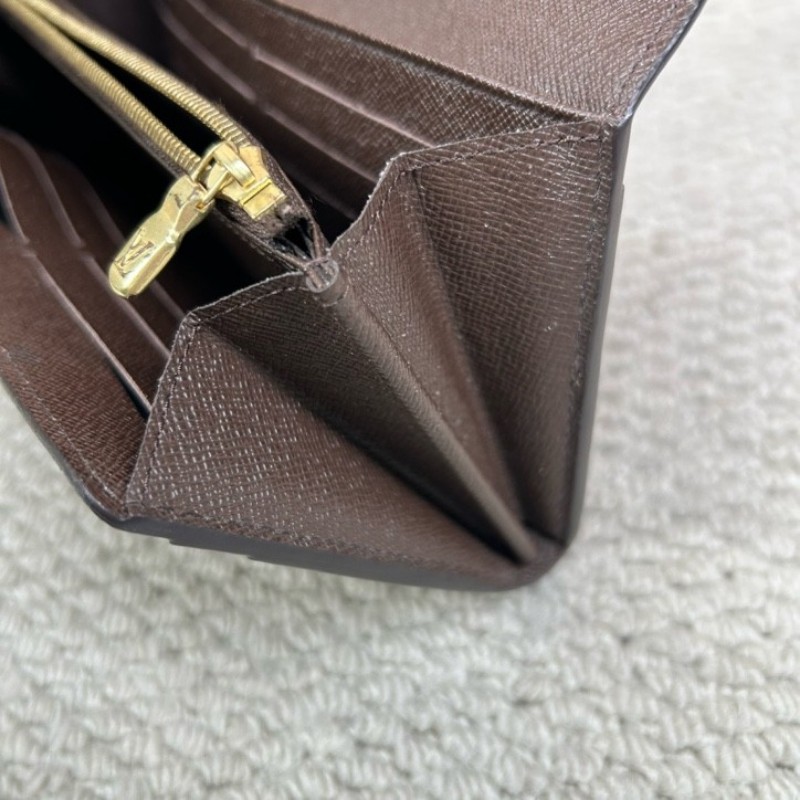 LV路易威登棋盤格長款錢包 棕色棋盤格 金色五金 卡位多 容量實用 日常使用很方便-11