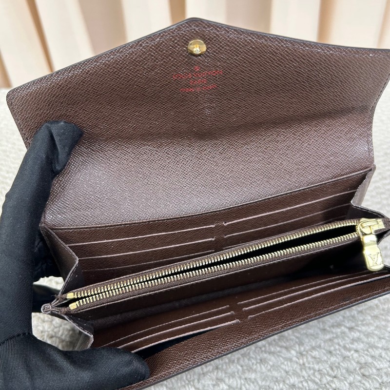 LV路易威登棋盤格長款錢包 棕色棋盤格 金色五金 卡位多 容量實用 日常使用很方便-12