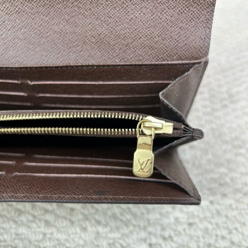 LV路易威登棋盤格長款錢包 棕色棋盤格 金色五金 卡位多 容量實用 日常使用很方便-18