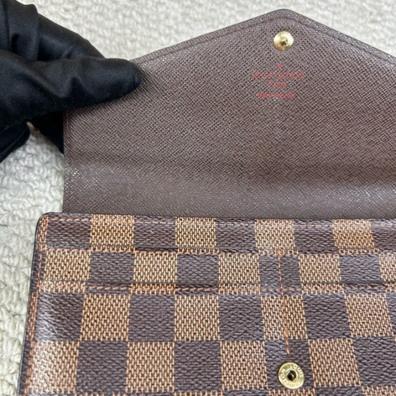LV路易威登棋盤格長款錢包 棕色棋盤格 金色五金 卡位多 容量實用 日常使用很方便-19