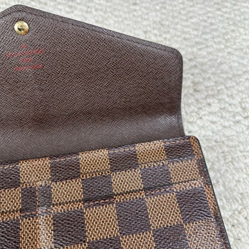 LV路易威登棋盤格長款錢包 棕色棋盤格 金色五金 卡位多 容量實用 日常使用很方便-20