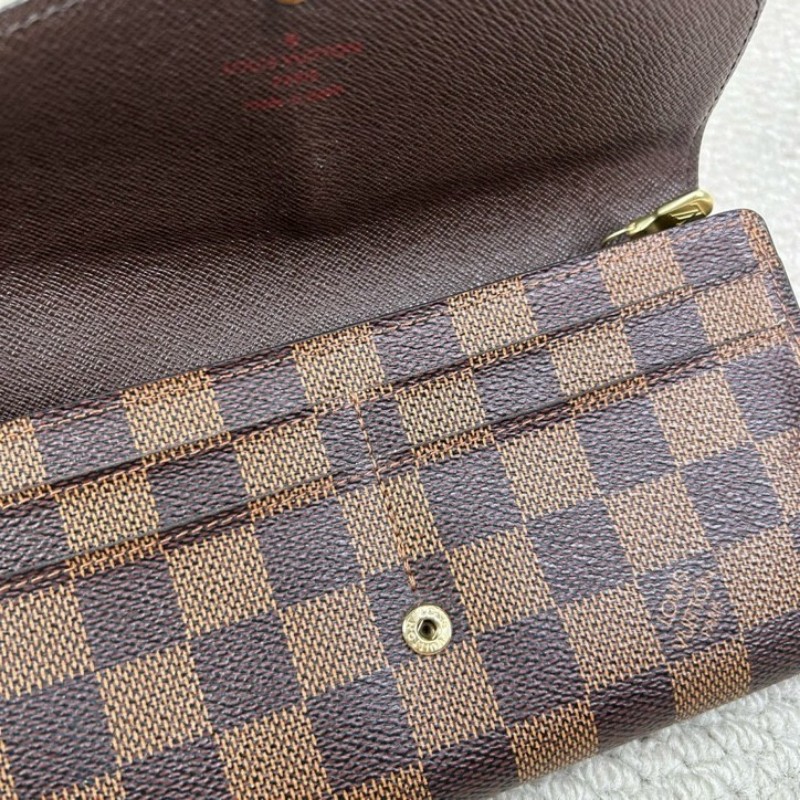 LV路易威登棋盤格長款錢包 棕色棋盤格 金色五金 卡位多 容量實用 日常使用很方便-21