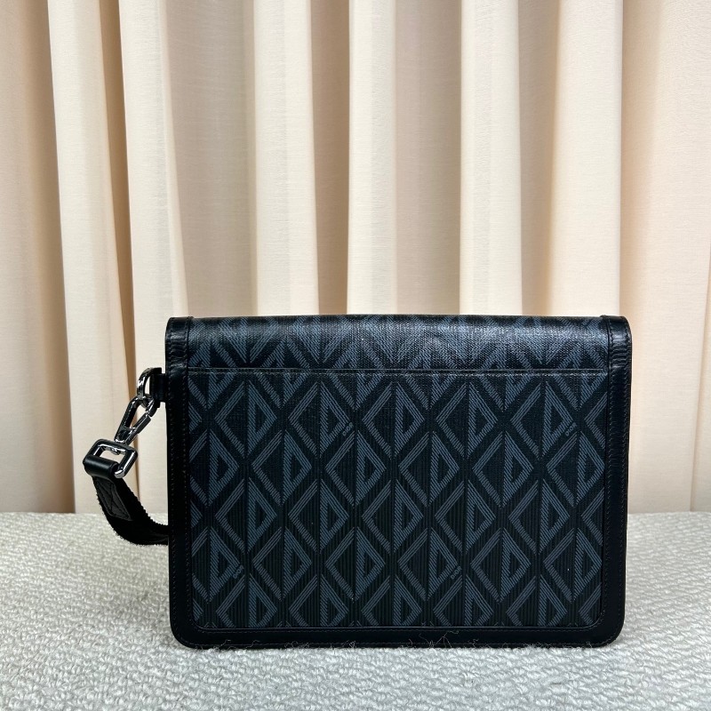 Dior迪奧 Diamond A5鑽石紋手拿包 翻蓋開合 手拎可拆卸 容量實用 日常商務休閒都合適-1