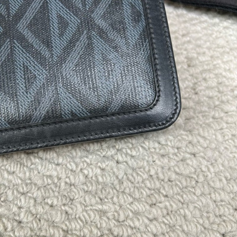 Dior迪奧 Diamond A5鑽石紋手拿包 翻蓋開合 手拎可拆卸 容量實用 日常商務休閒都合適-10