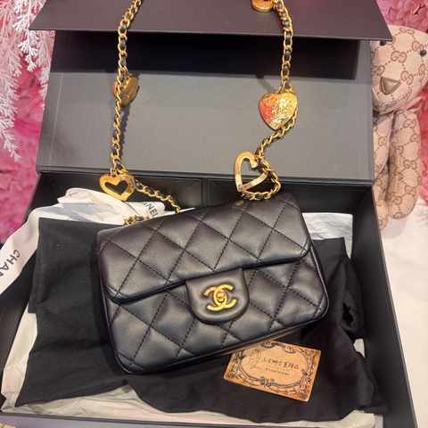Chanel 黑金方胖子18愛心鏈/王吉娜古董精品