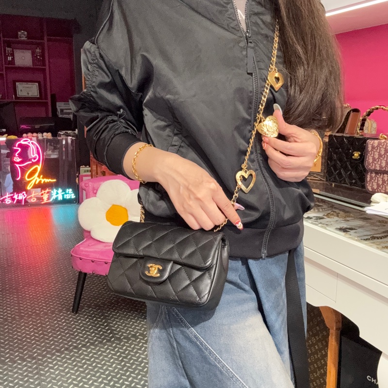 Chanel 黑金方胖子18愛心鏈/王吉娜古董精品-1