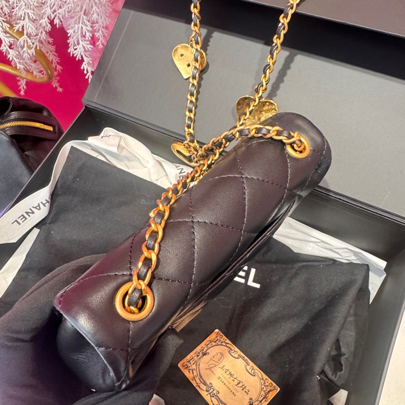 Chanel 黑金方胖子18愛心鏈/王吉娜古董精品-5