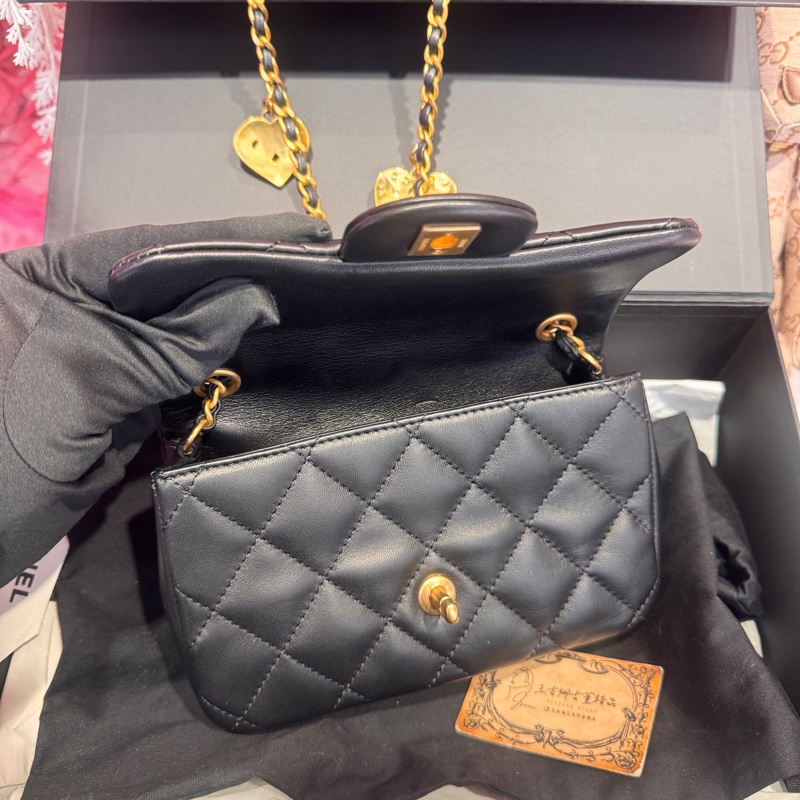 Chanel 黑金方胖子18愛心鏈/王吉娜古董精品-7