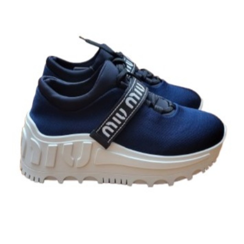99新 Miu Miu 軍藍色運動款厚底鞋 歐37碼-0