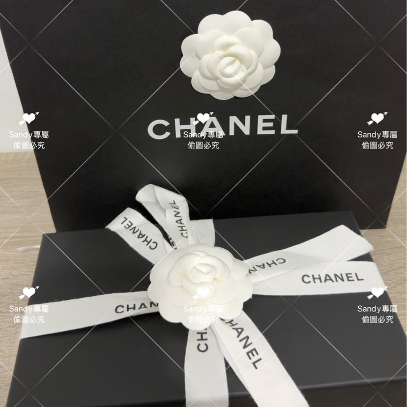 全新存放 香奈兒 CF 黑金荔枝 長夾 全新全配-19