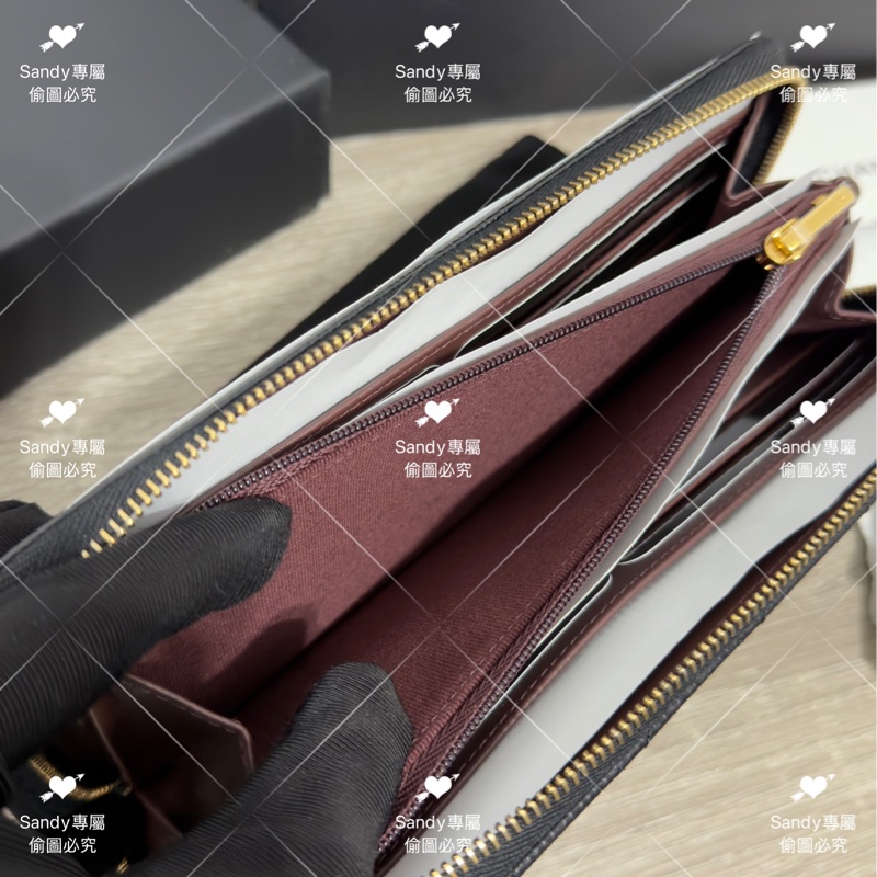 全新存放 香奈兒 CF 黑金荔枝 長夾 全新全配-26