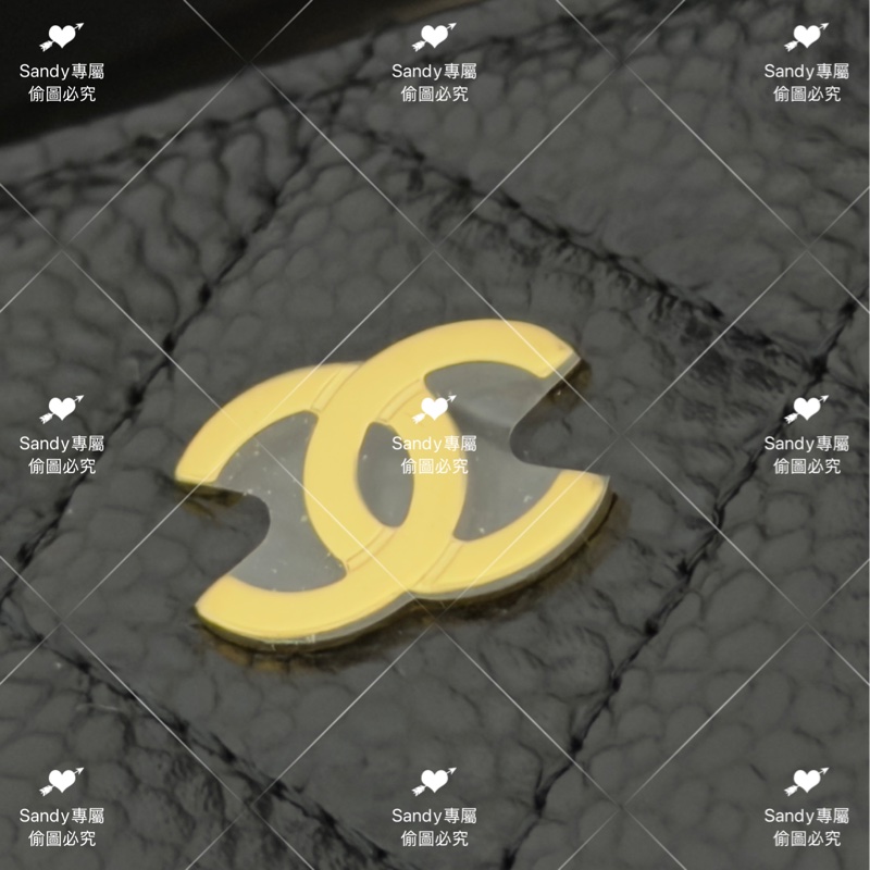 全新存放 香奈兒 CF 黑金荔枝 長夾 全新全配-39