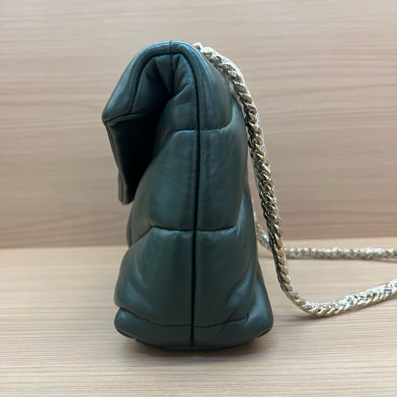 NO:325 YSL圣罗兰 泡芙包经典綠色金云朵包-3