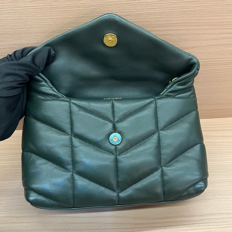 NO:325 YSL圣罗兰 泡芙包经典綠色金云朵包-7