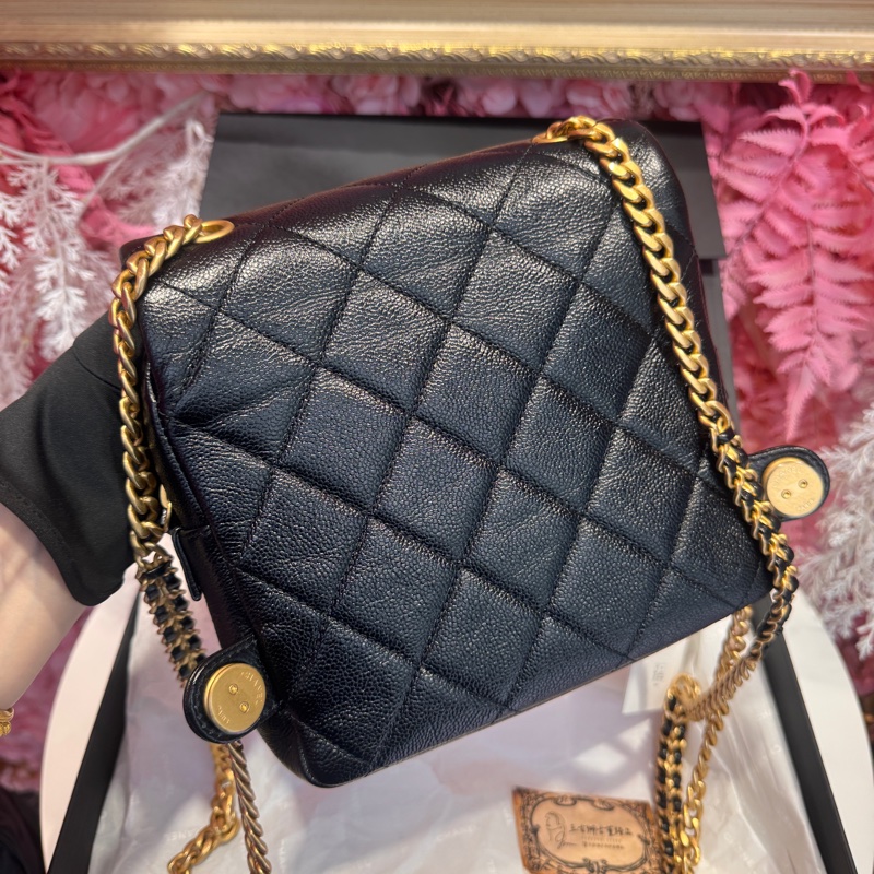 Chanel黑金後背包 荔枝皮/ado/王吉娜古董精品-3