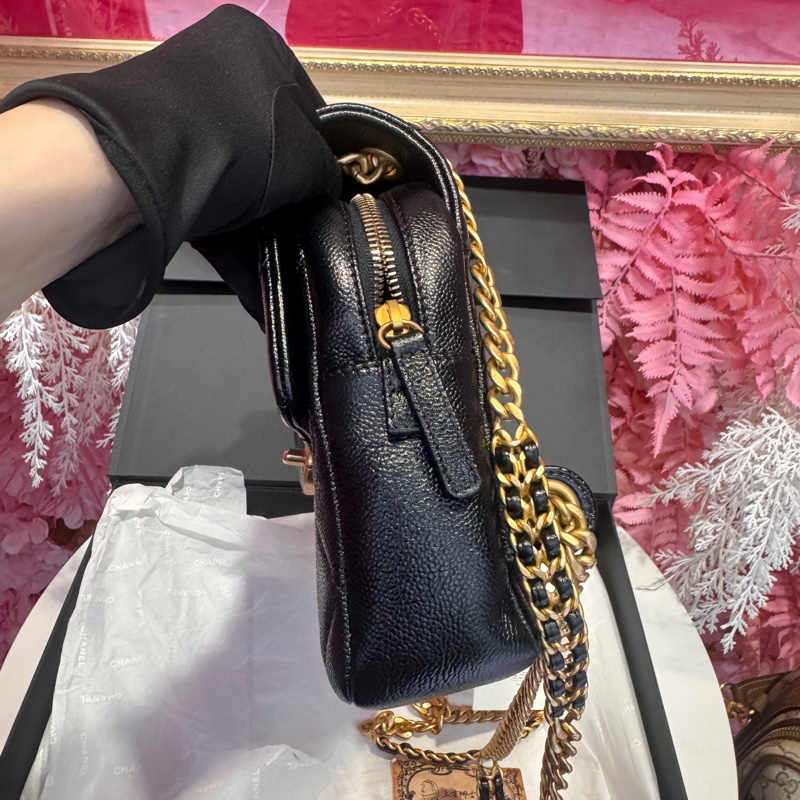 Chanel黑金後背包 荔枝皮/ado/王吉娜古董精品-4
