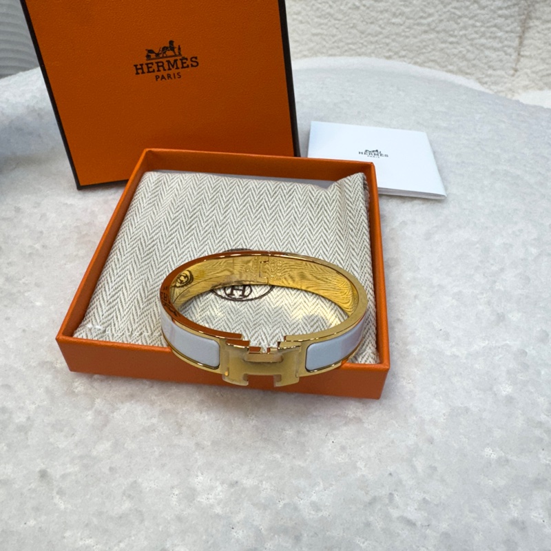 近新愛馬仕琺瑯手環 Hermès Clic H 白金窄版✨經典百搭氣質款 PM H700001F-3