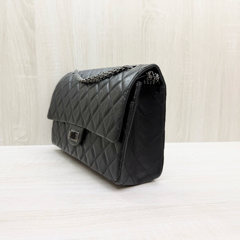 chanel 🖤（專櫃416300）黑色揉製牛皮仿舊銀扣2.55/28CM-4