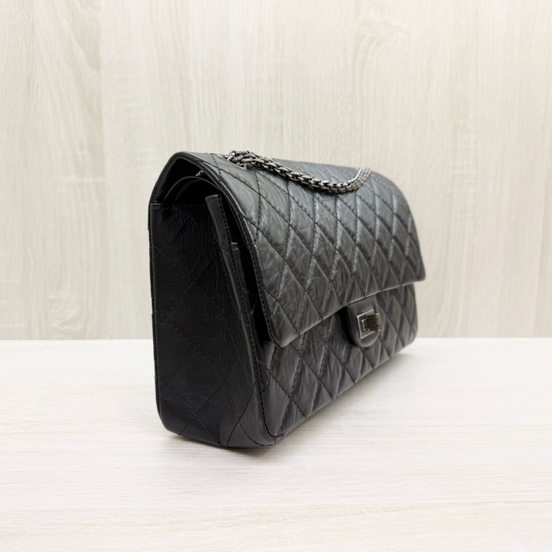 chanel 🖤（專櫃416300）黑色揉製牛皮仿舊銀扣2.55/28CM-5