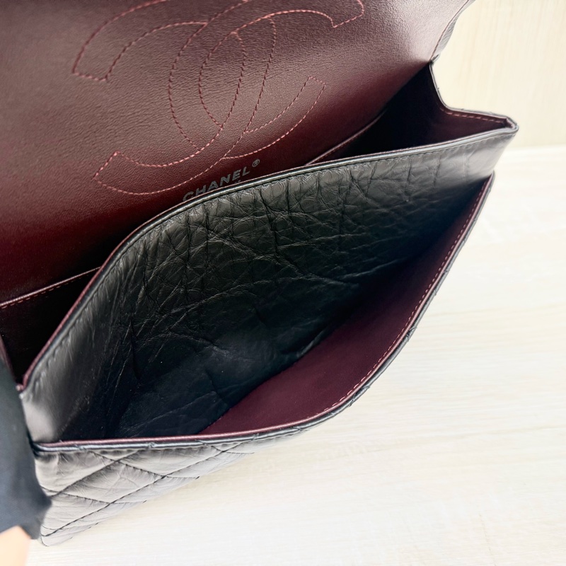 chanel 🖤（專櫃416300）黑色揉製牛皮仿舊銀扣2.55/28CM-11