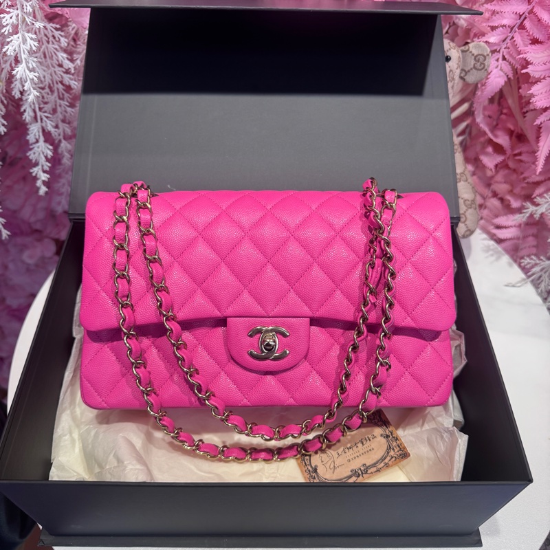 Chanel 桃粉荔枝cf25 晶片款包/王吉娜古董精品-0