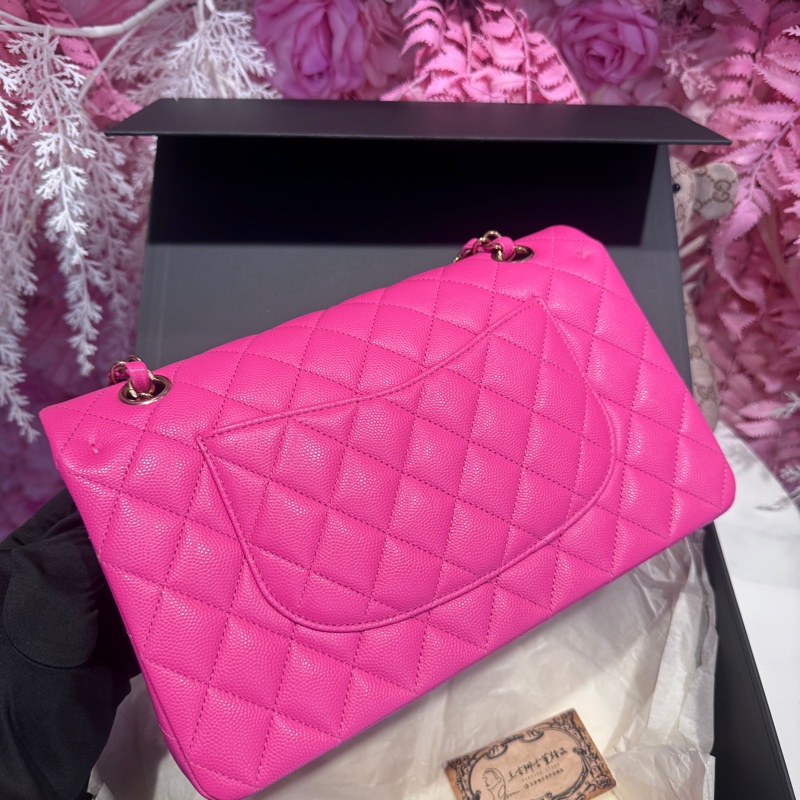 Chanel 桃粉荔枝cf25 晶片款包/王吉娜古董精品-3