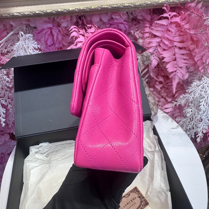 Chanel 桃粉荔枝cf25 晶片款包/王吉娜古董精品-4