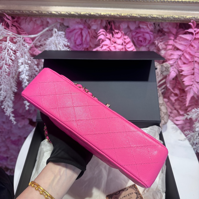 Chanel 桃粉荔枝cf25 晶片款包/王吉娜古董精品-5