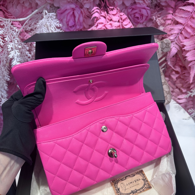 Chanel 桃粉荔枝cf25 晶片款包/王吉娜古董精品-7