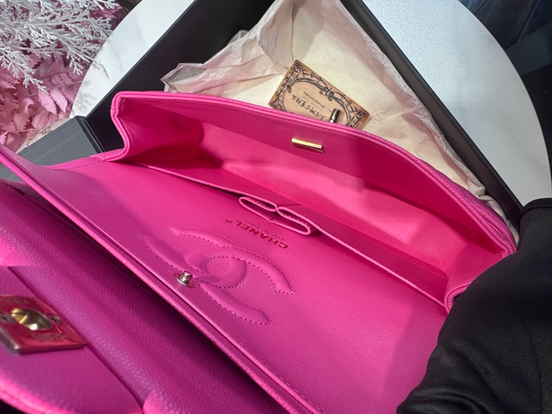Chanel 桃粉荔枝cf25 晶片款包/王吉娜古董精品-8