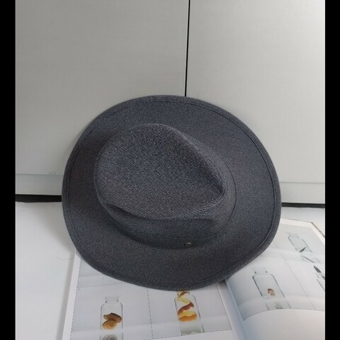 Hermes 藍灰布質圓帽 紳士帽 Mogador