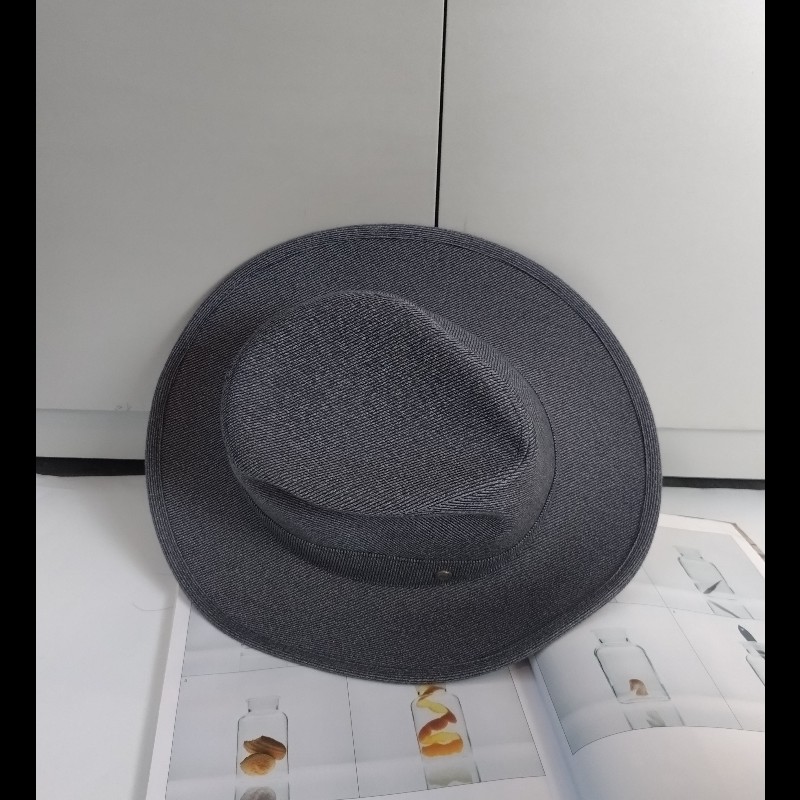 Hermes 藍灰布質圓帽 紳士帽 Mogador-0