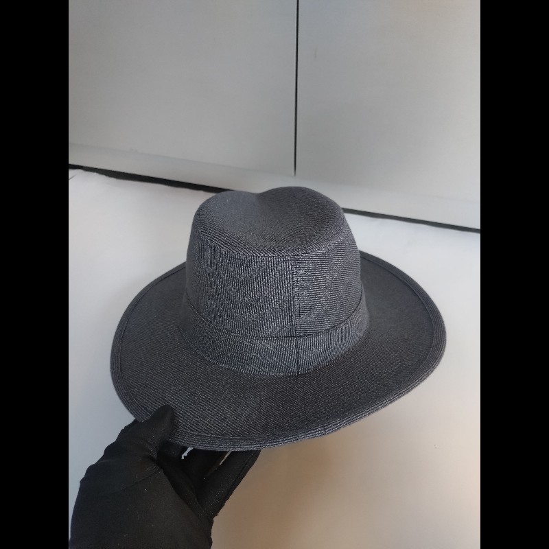 Hermes 藍灰布質圓帽 紳士帽 Mogador-2