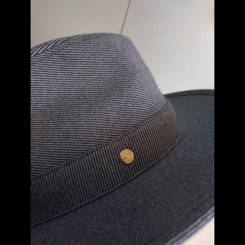 Hermes 藍灰布質圓帽 紳士帽 Mogador-5