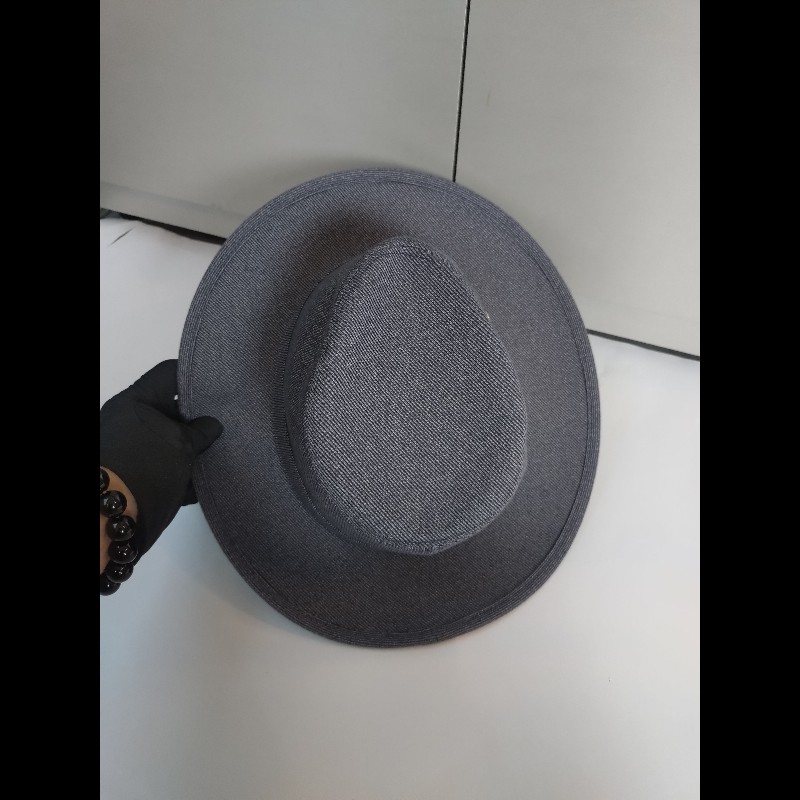 Hermes 藍灰布質圓帽 紳士帽 Mogador-6