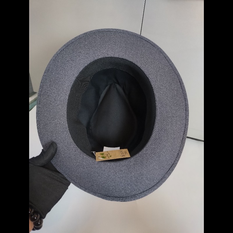 Hermes 藍灰布質圓帽 紳士帽 Mogador-7