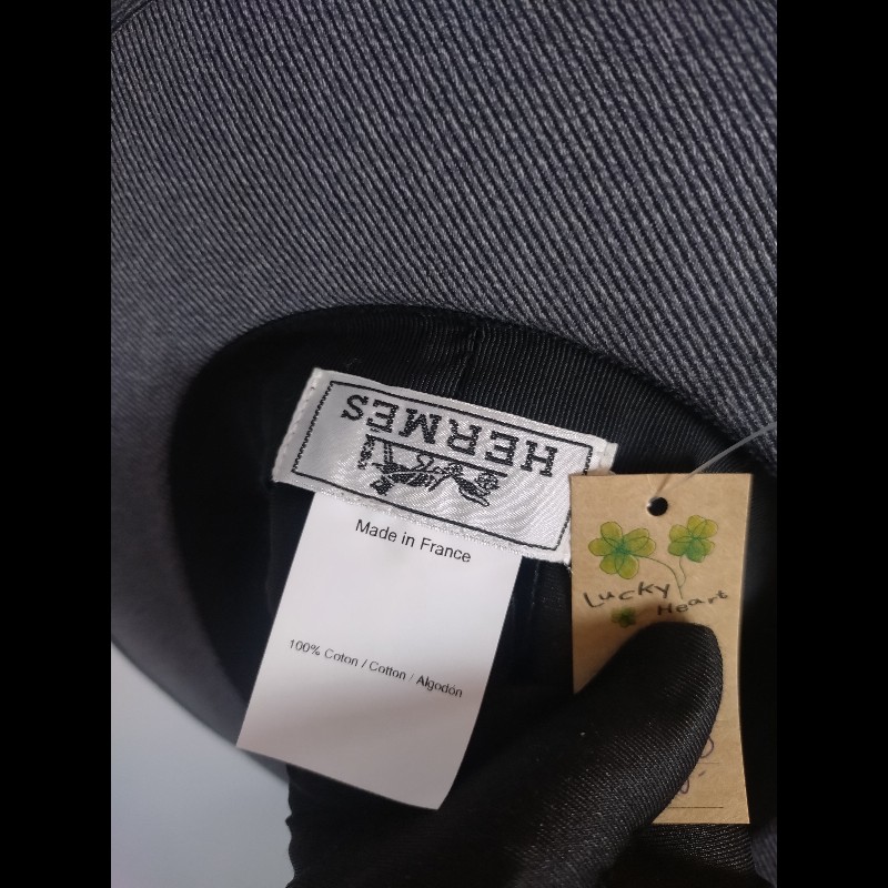 Hermes 藍灰布質圓帽 紳士帽 Mogador-9