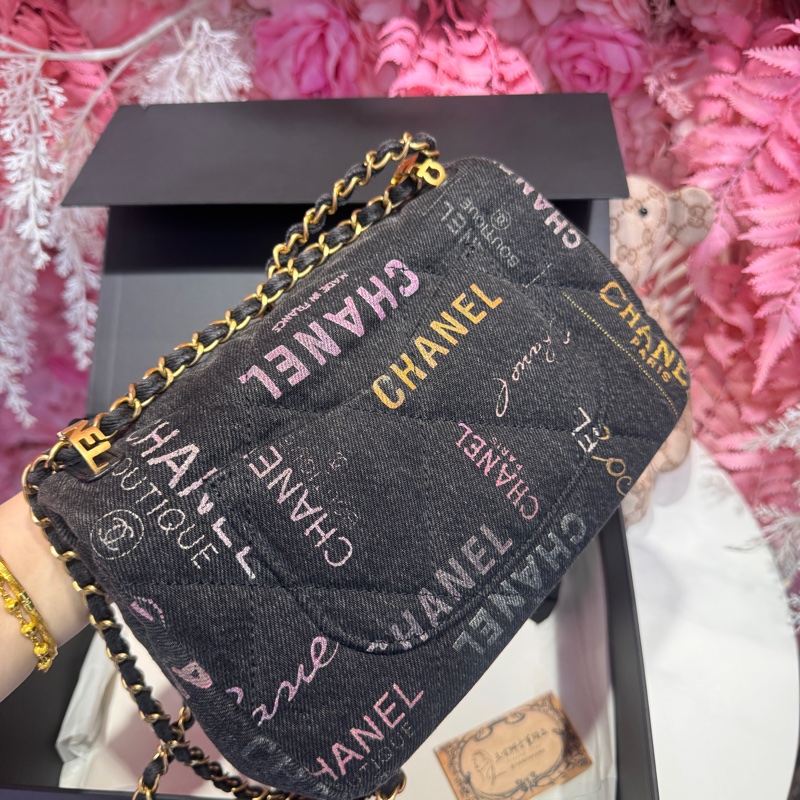 Chanel 塗鴉牛仔CF包/王吉娜古董精品-4