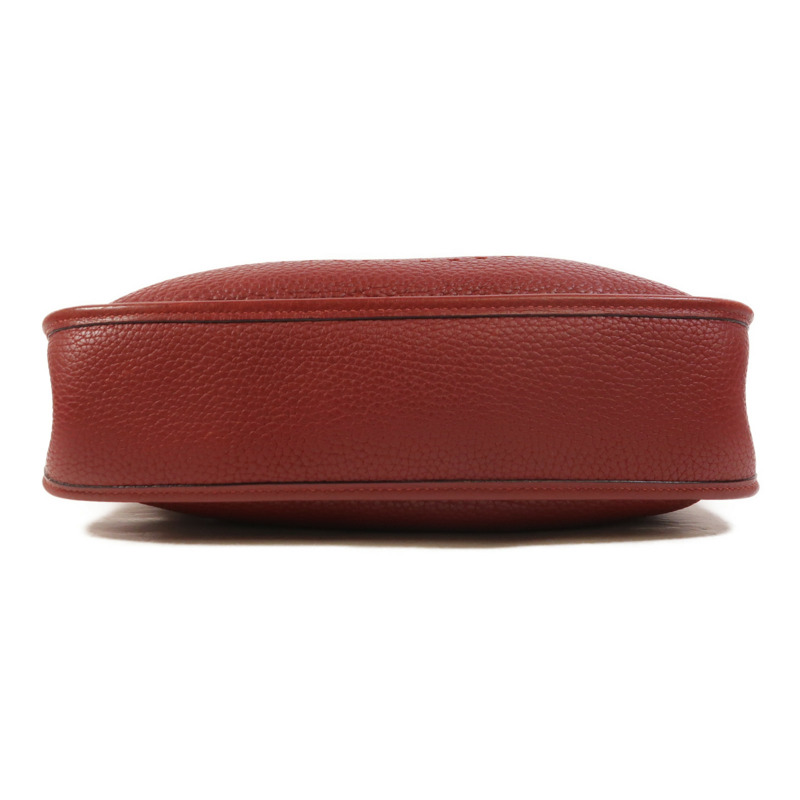HERMES Clemence皮革Evelyne PM銀扣肩背袋Rouge H-3
